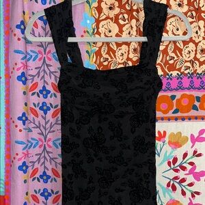 STITCH & PINE Black Velvet Roses Maxi Dress